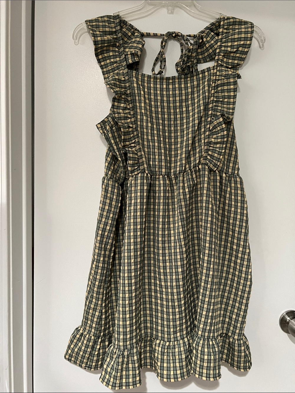 wild fable Green and Yellow Plaid Ruffle Sundress Size Large